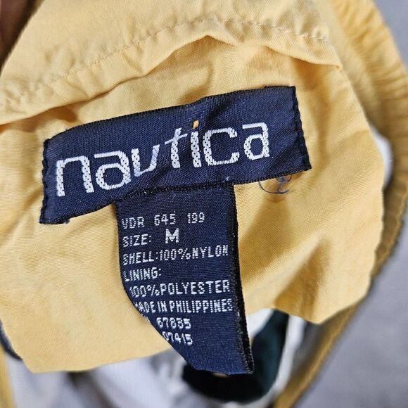 Vtg Nautica Board Shorts Mens Medium Blue Green Color Block Surf Swim Trunks - Picture 5 of 9